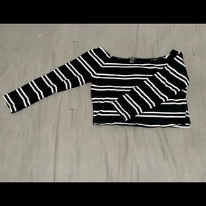 Forever 21 Cropped Striped Long Sleeve